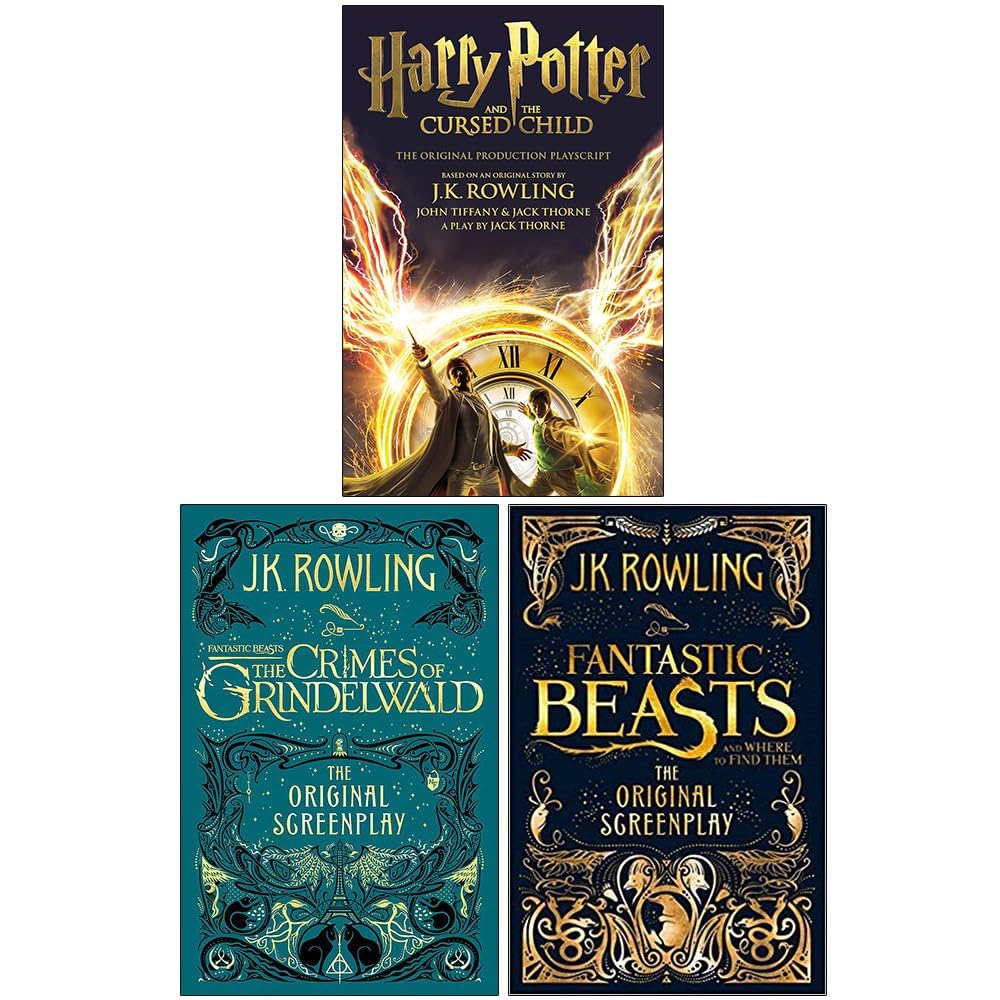 Harry Potter and the Cursed Child Parts One and Two, The Crimes of Grindelwald, Fantastic Beasts and Where to Find Them by J.K. Rowling 3 Books Collection Set Education