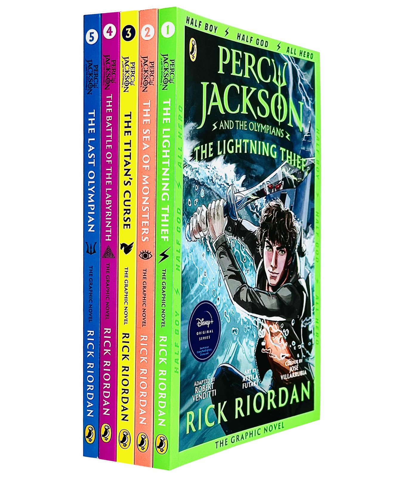 Percy Jackson Graphic Novels 1-5 Books Collection Set (The Lightning Thief, Sea of Monsters, Titan's Curse, The Battle of the Labyrinth, The Last Olympian) Novels & Short Stories