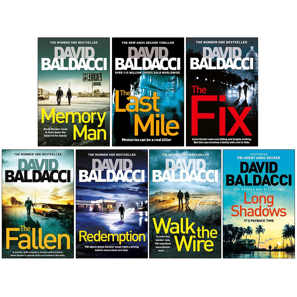 David Baldacci Amos Decker Series 5 Books Collection Set (Memory Man, The Last Mile, The Fix, The Fallen, Redemption) Contemporary literature