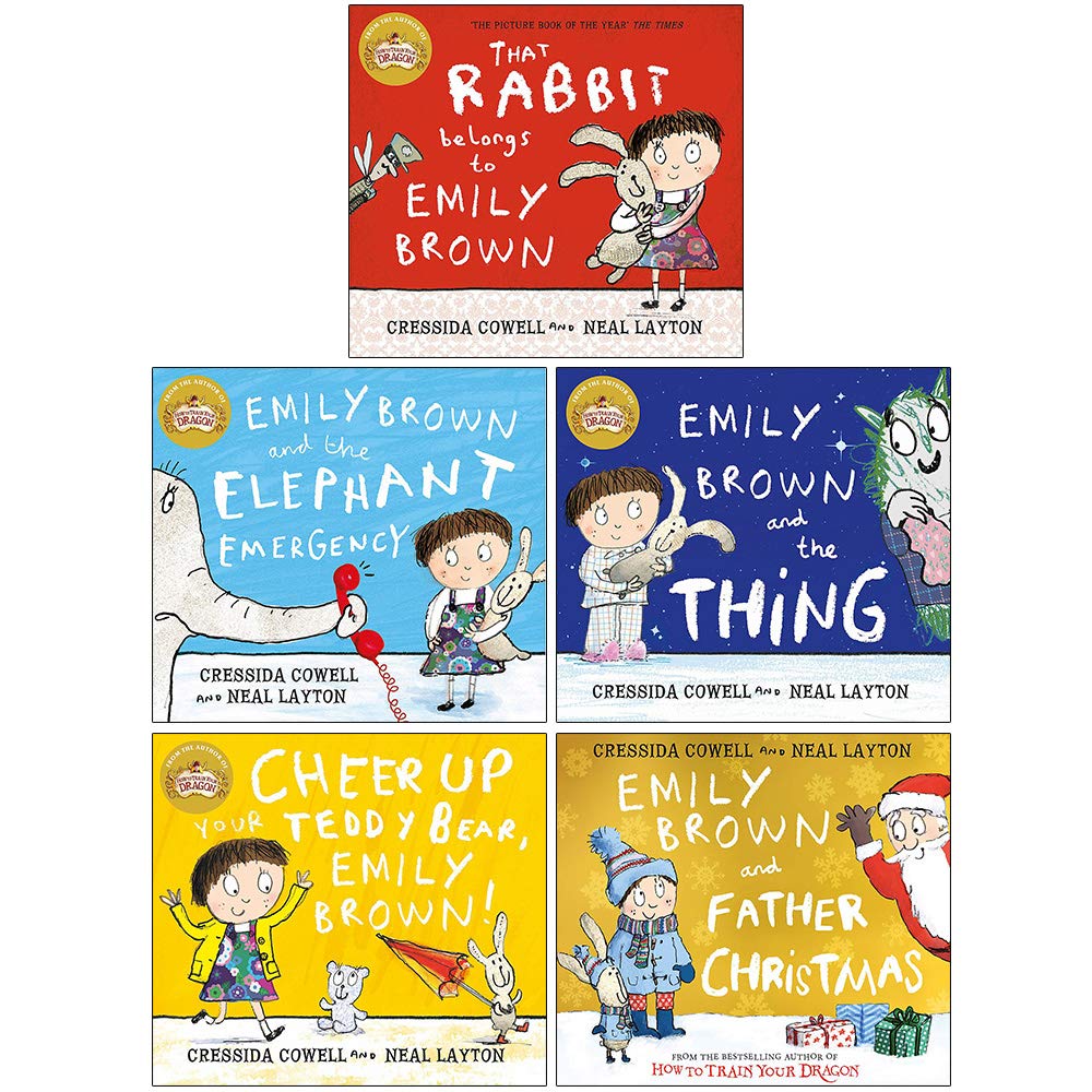 Emily Brown Series 5 Books Collection Set by Cressida Cowell (That Rabbit Belongs To Emily Brown, Emily Brown and the Thing, the Elephant Emergency, Cheer Up Your Teddy Emily Brown, Father Christmas) Lifestyle