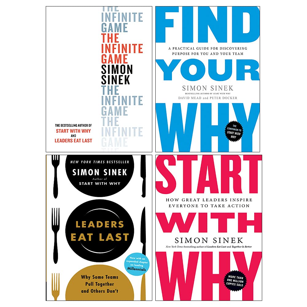 Simon Sinek 4 Books Collection Set (The Infinite Game, Start With Why, Leaders Eat Last, Find Your Why) Business, Finance & Career