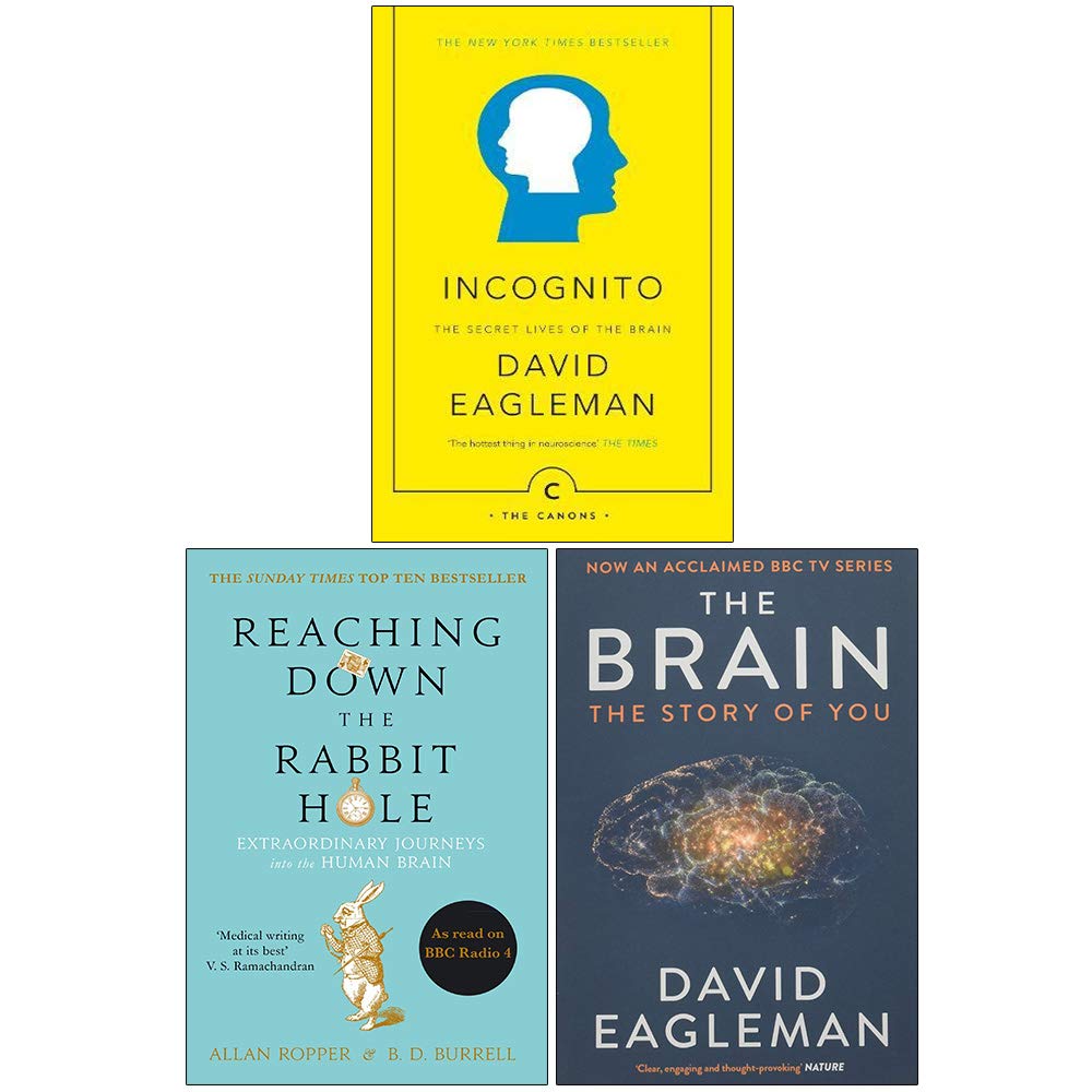Incognito The Secret Lives of The Brain, Reaching Down The Rabbit Hole, The Brain The Story of You 3 Books Collection Set - David Eagleman Medicine