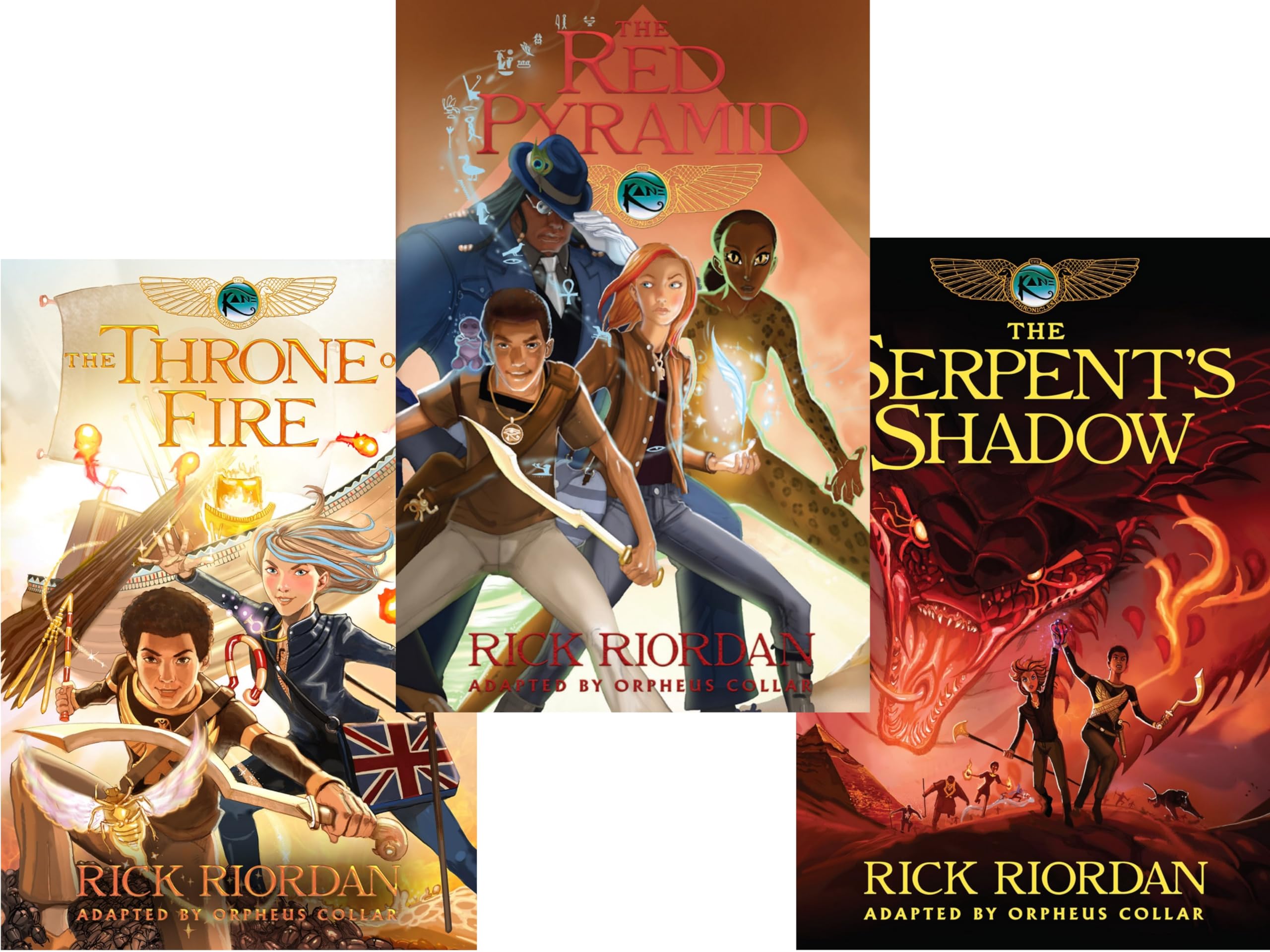 Kane Chronicles Graphic Novels 3 Books Collection Set By Rick Riordan (The Throne of Fire, The Serpent's Shadow, The Red Pyramid) Fiction