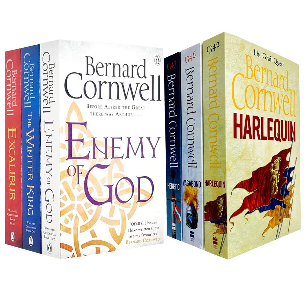 Warlord Chronicles Series & The Grail Quest Series 6-Bücher-Sammlungsset von Bernard Cornwell (Enemy of God, Excalibur, The Winter King, Harlequin, Vagabond, Heretic) Historical Fiction