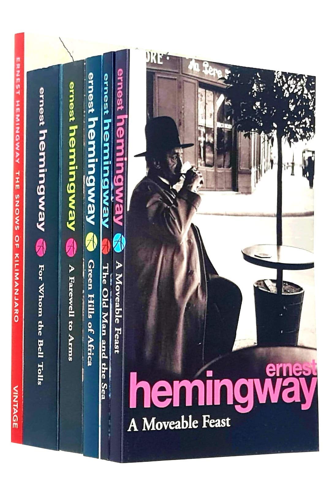 Ernest Hemingway Collection 6 Books Set (For Whom The Bell Tolls, The Snows Of Kilimanjaro, The Old Man and the Sea, A Farewell To Arms, Green Hills of Africa, A Moveable Feast) Classics