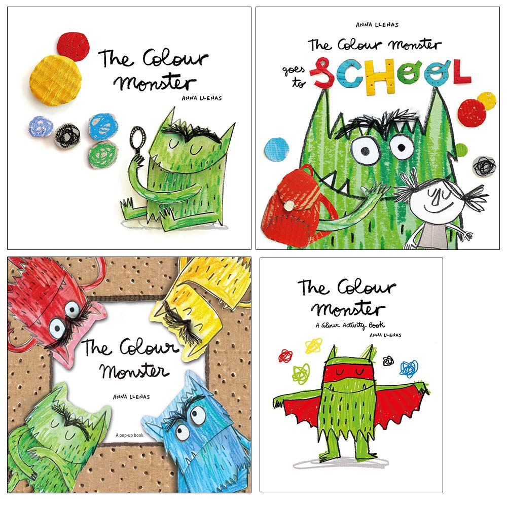 Anna Llenas The Colour Monster Collection 4 Books Set (The Colour Monster, A Colour Activity Book, Goes to School, The Colour Monster Pop-Up) Tiptoi & Games