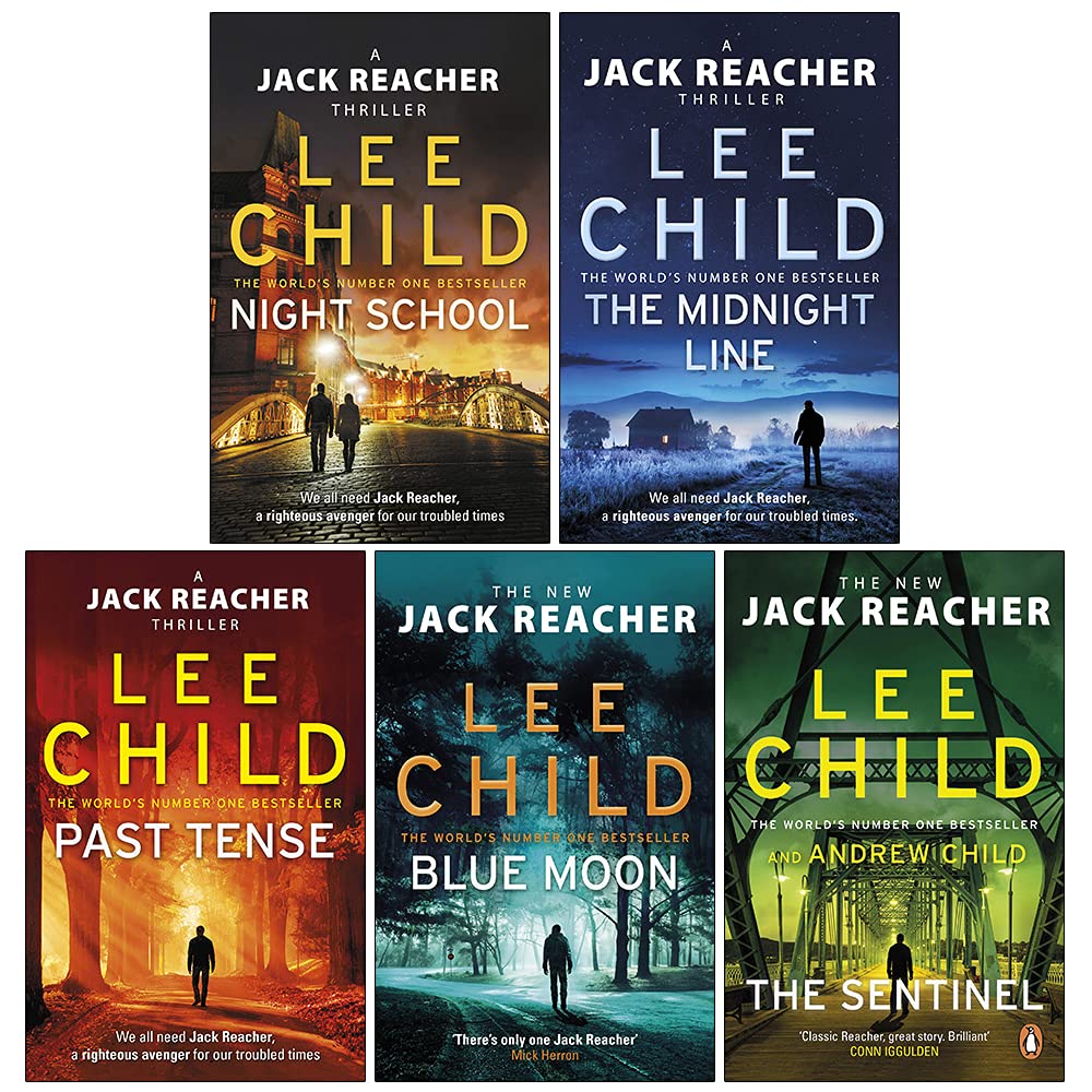Série Jack Reacher (21-25) Collection 5 livres par Lee Child (École du soir, The Midnight Line, Past Tense, Blue Moon, The Sentinel) book