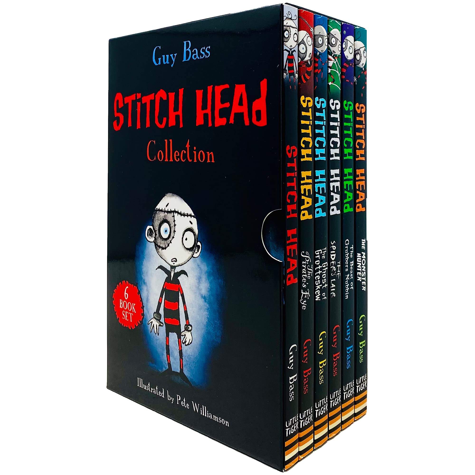 Stitch Head Series Books 1 - 6 Collection Box Set by Guy Bass (Stitch Head, Pirate's Eye, Ghost of Grotteskew, Spider's Lair, Beast of Grubbers Nubbin & Monster Hunter) - Guy Bass Horror & Creepy