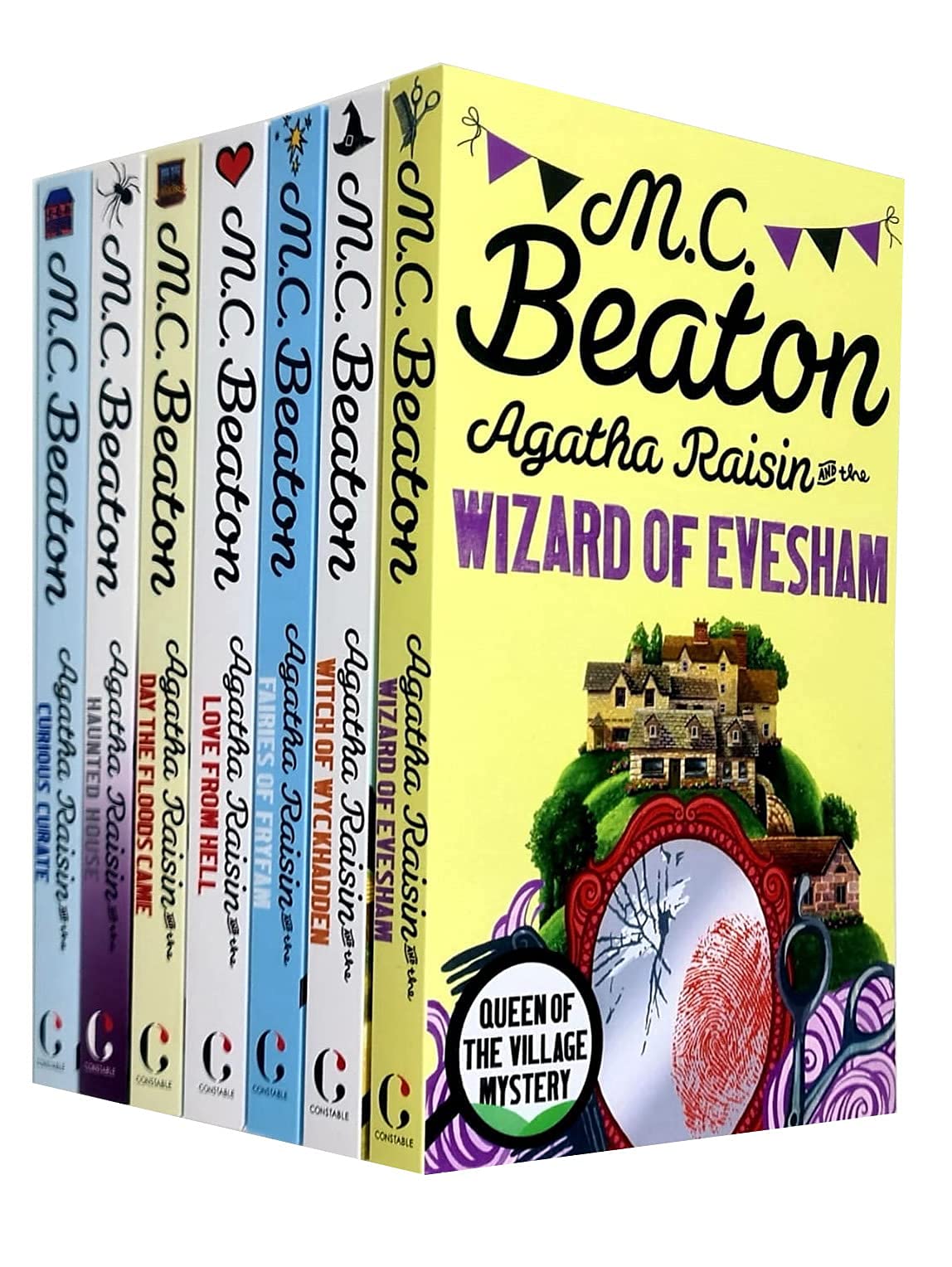 M C Beaton Agatha Raisin Series 8-14 Collection 7 Books Set (Wizard of Evesham, Witch of Wyckhadden, Fairies of Fryfam, Love from Hell, Day the Floods Came, Curious Curate, Haunted House) Contemporary literature Books