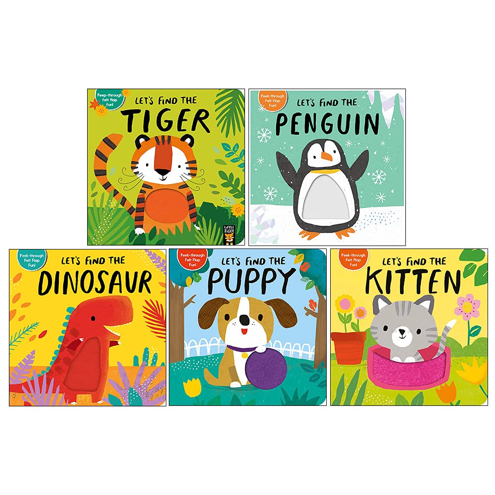 Let's Find The Animals Felt Lift The Flap Collection 5 Books Collection Box Set by Alex Willmore (Puppy, Dinosaur, Kitten, Penguin & Tiger) Novels & Short Stories