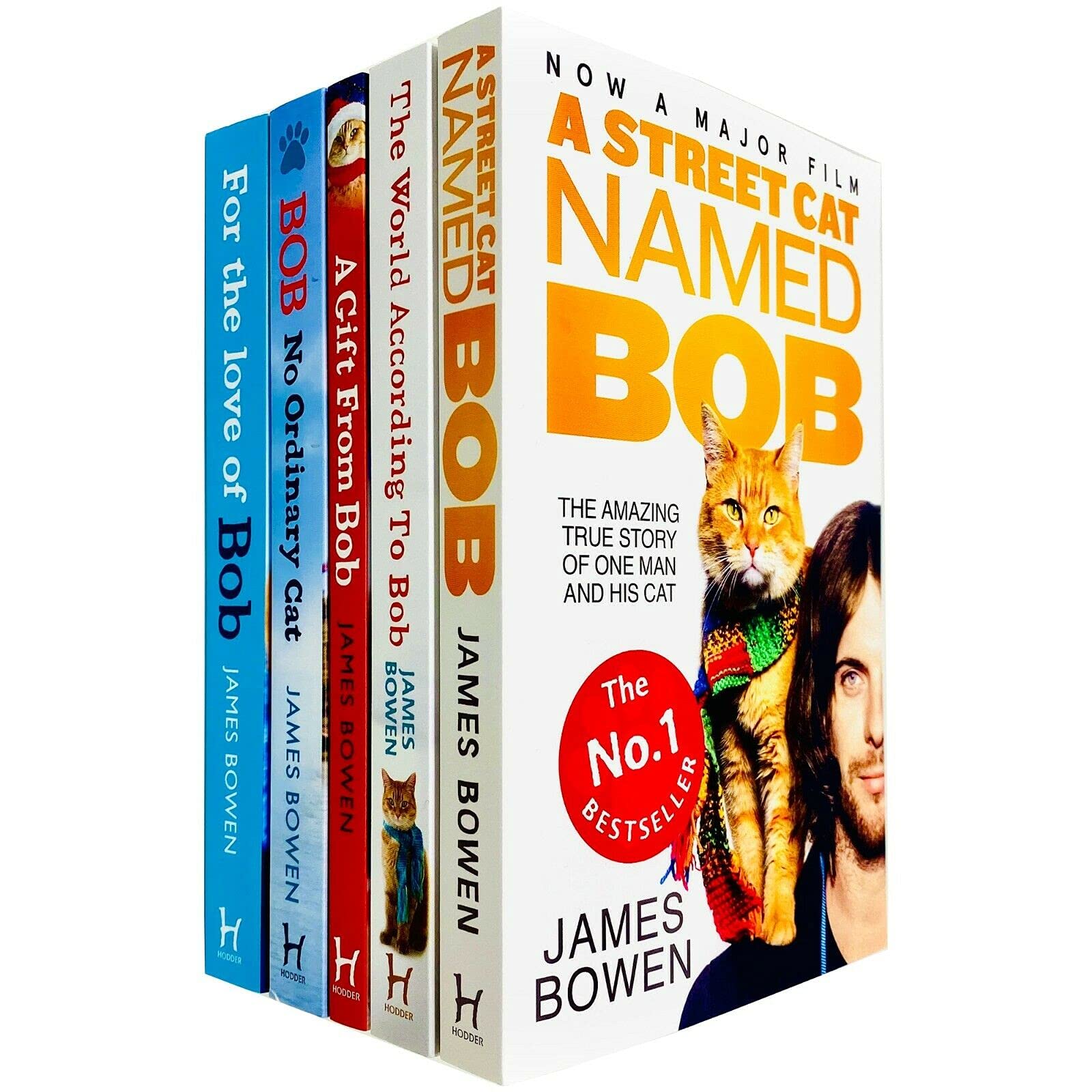 Bob The Cat Series Books 1 - 5 Collection Set by James Bowen (A Street Cat Named Bob, The World According to Bob, A Gift From Bob, Bob No Ordinary Cat & For the Love of Bob) Pets