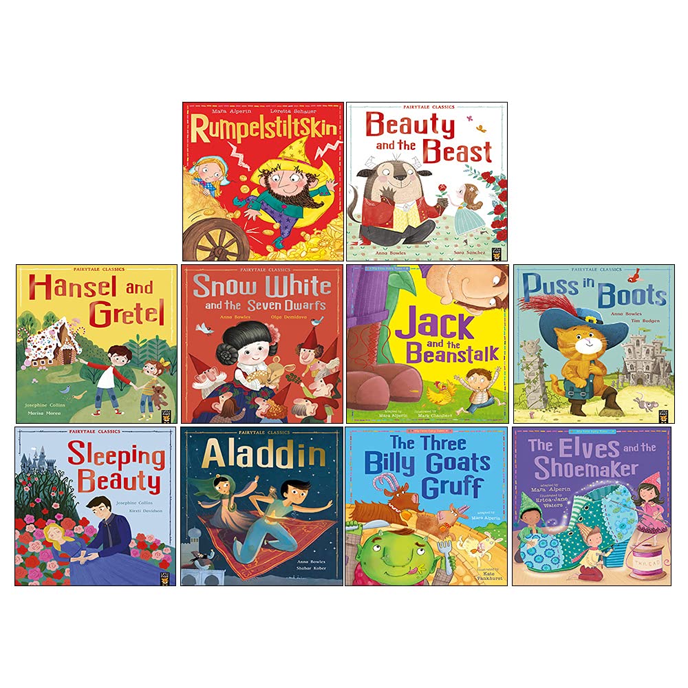 Fairytale Classics 10 Picture Flat Children Books Collection Set (Sleeping Beauty, Jack and the Beanstalk, Rumpelstiltskin, The Three Billy Goats Gruff & MORE!) Books