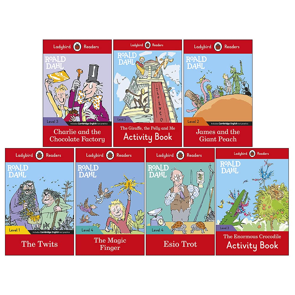 Ladybird Readers Roald Dahl Serie 7 Bücherset Level 1–4 Sammlung (Twits, James und der Riesenpfirsich, Charlie und die Schokoladenfabrik, Magic Finger & MEHR!) Suspense & Thrillers