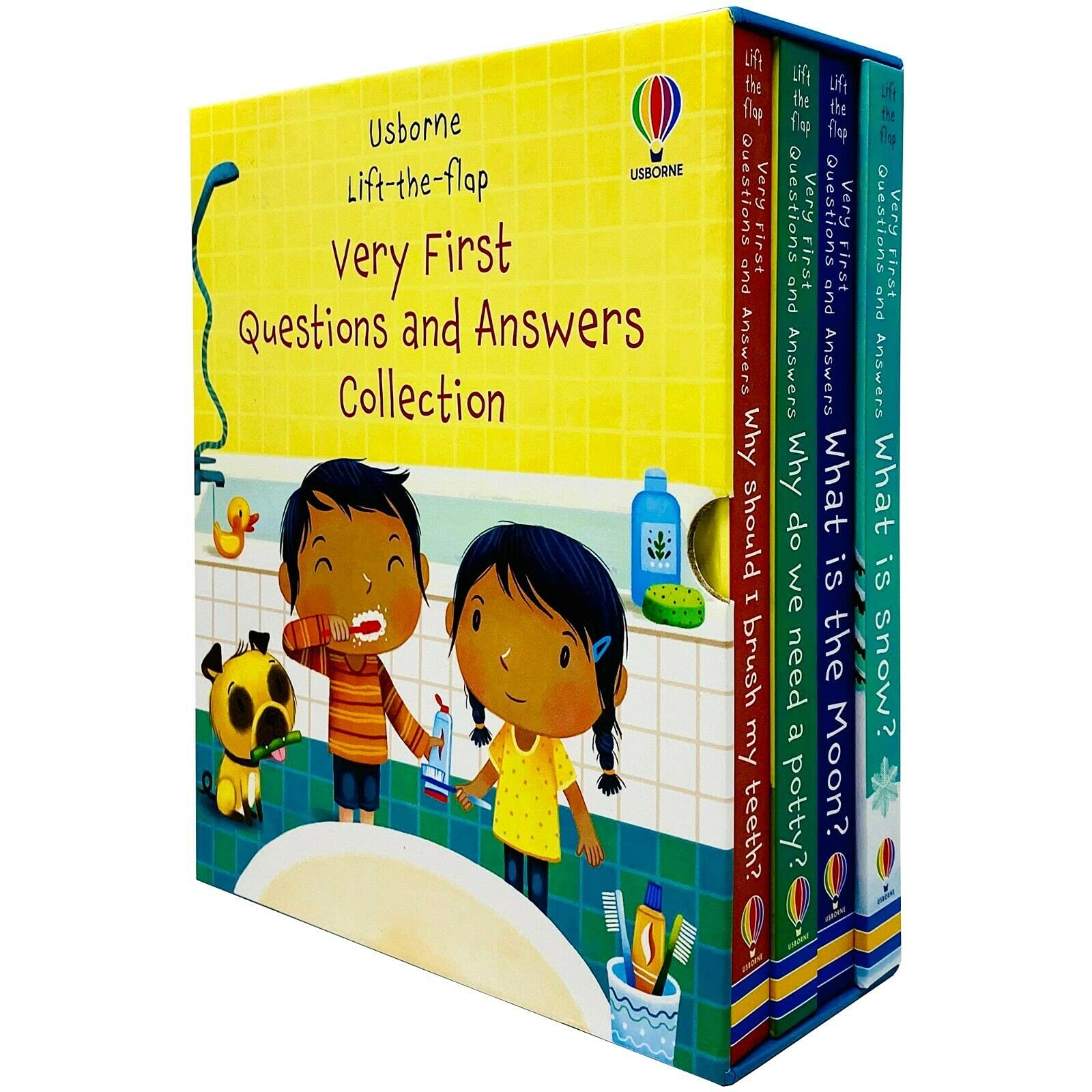 Usborne Lift-the-flap Series My Very First Questions and Answers Collection 4 Books Box Set (Why Should I Brush My Teeth?, Why Do We Need A Potty?, What is the Moon? & What is Snow?) Books
