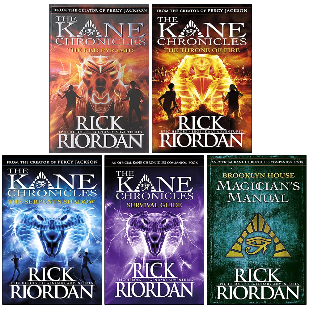 Rick Riordan Kane Chronicles Series 5 Books Collection Set (The Red Pyramid, The Throne of Fire, The Serpent's Shadow, Survival Guide, Brooklyn House Magician’s Manual) Fantasy & Sci-Fi