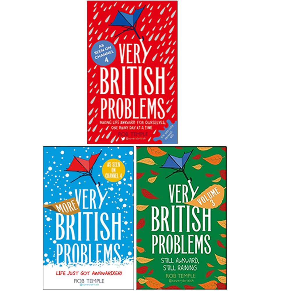 Büchersammlung „Very British Problems“, Serie 3, von Rob Temple (Einen regnerischen Tag nach dem anderen für uns selbst unangenehm machen, weitere sehr britische Probleme, immer noch peinlich, es reg Crime & Thriller