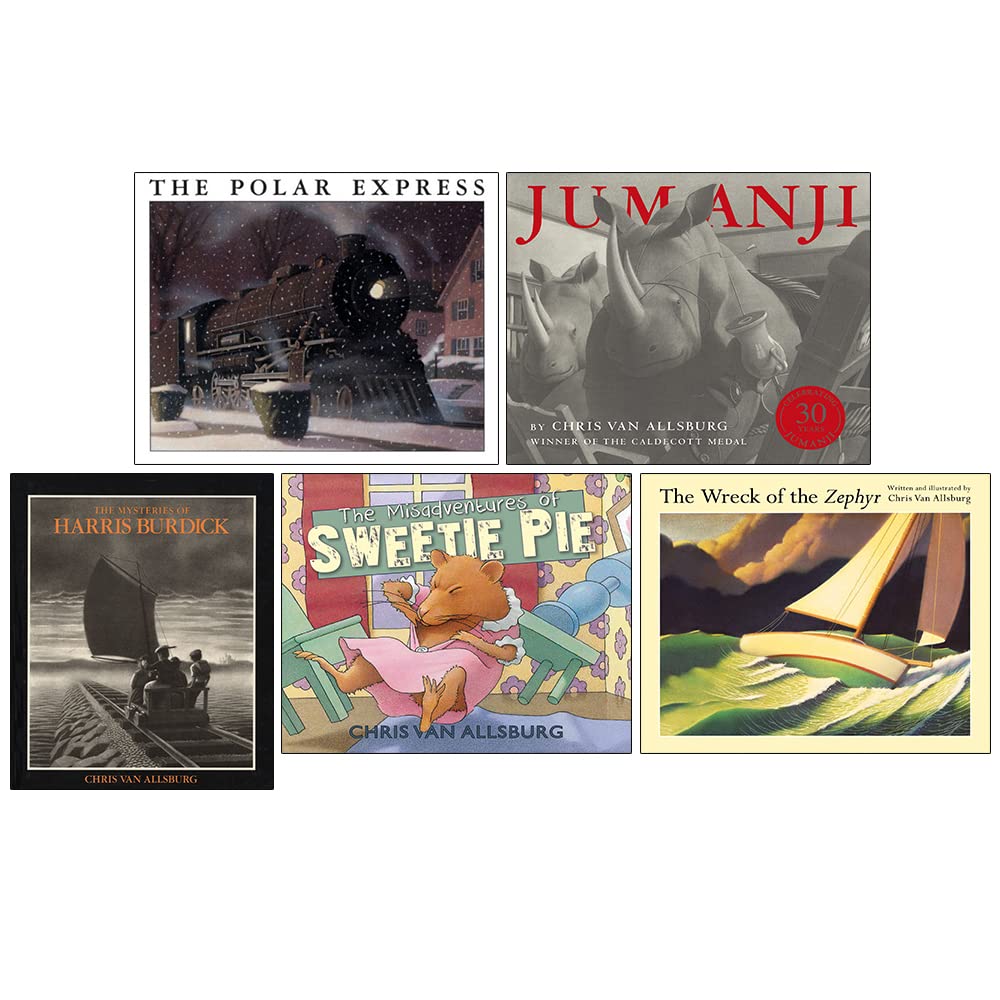 Chris Van Allsburg Collection 5-Bücher-Set (Der Polarexpress, Jumanji, Die Geheimnisse von Harris Burdick, Die Missgeschicke von Sweetie Pie, Das Wrack der Zephyr) Education