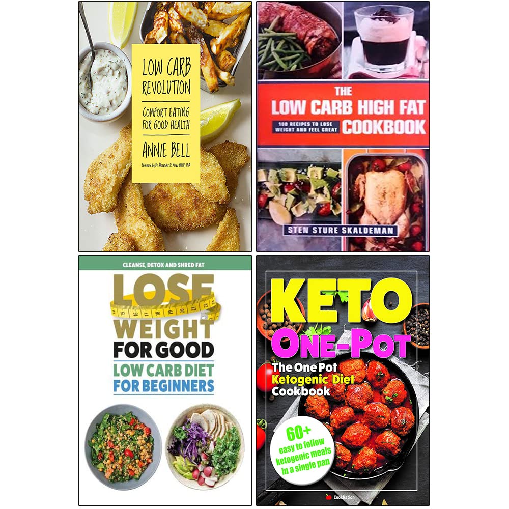 Low Carb Revolution, The Low Carb High Fat Cookbook, Low Carb Diet for Beginners, The One Pot Ketogenic Diet Cookbook 4 Books Collection Set Inspiring women