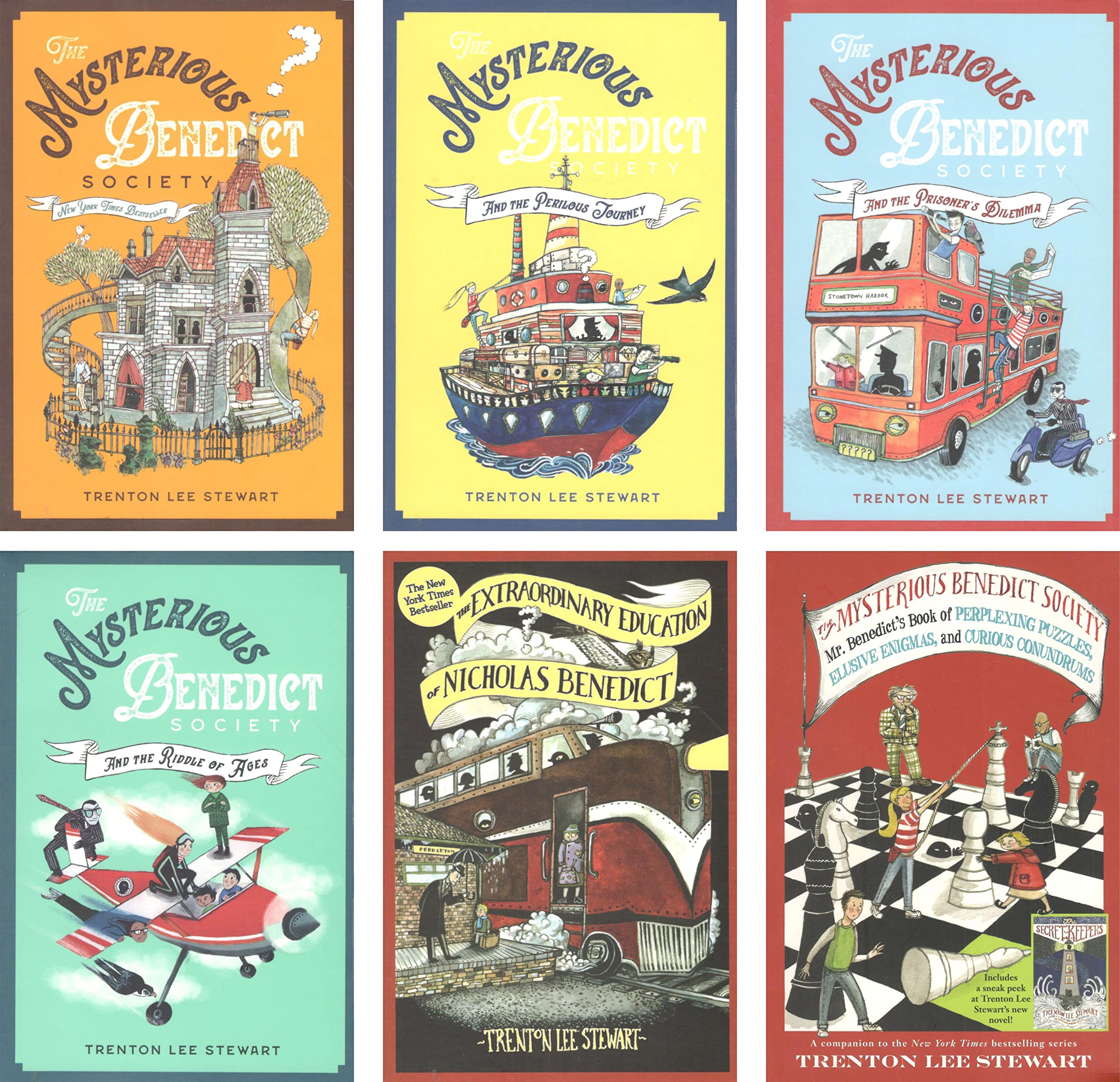 The Mysterious Benedict Society Series 6 Books Collection Set By Trenton Lee Stewart (The Mysterious Benedict Society, the Perilous Journey, the Prisoner's Dilemma, the Riddle of Ages, The Extraordinary Education of Nicholas Benedict & More) Movies
