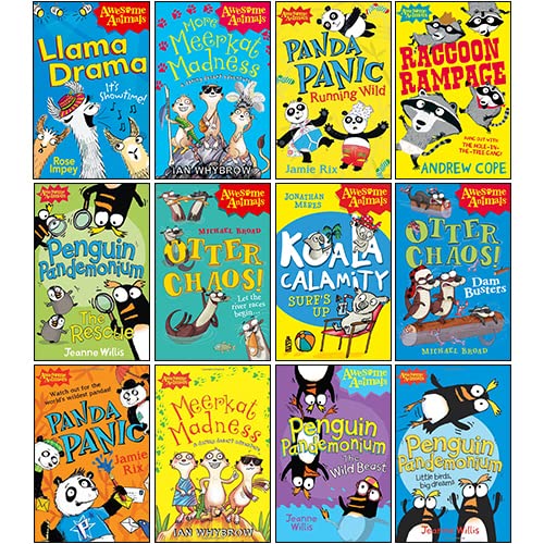 Awesome Animals Series Collection 12 Books Set (Meerkat Madness, Llama Drama, Koala Calamity,Penguin Pandemonium, The Rescue, Panda Panic - Running Wild & More) Books
