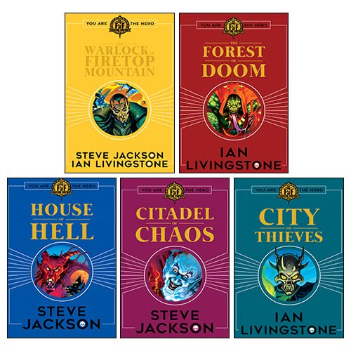 Fighting Fantasy RPG (1-5) Collection 5 Books Set By Steve Jackson (House of Hell, The Warlock Firetop Mountain, Forest of Doom, City Of Thieves, Citadel of Chaos) Fantasy & Sci-Fi