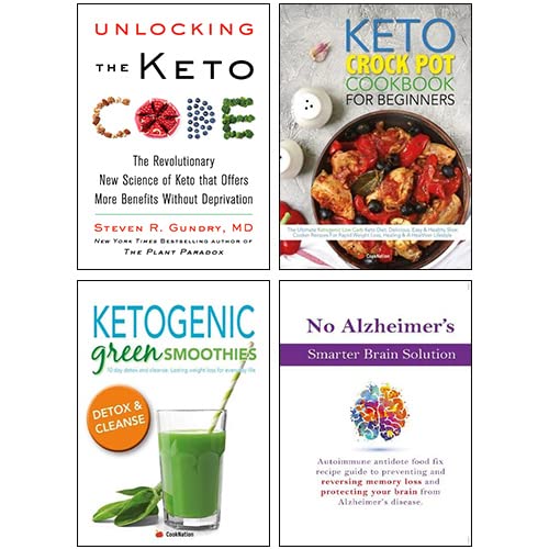The Keto Crock Pot Cookbook For Beginners, Ketogenic Green Smoothies, No Alzheimer's Smarter Brain Keto Solution, Unlocking the Keto Code 4 Books Collection Set - Dr. Steven R Gundry MD Cooking & Enjoying