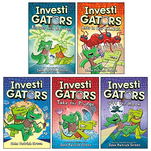 InvestiGators Series 5 Books Collection Set By John Patrick Green (InvestiGators, Take the Plunge, Off the Hook, Ants in Our P.A.N.T.S. & Braver and Boulder) Books