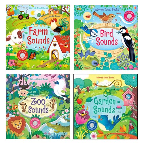 Usborne Sound 4 Books Collection Set (Series 2) (Farm Sounds, Bird Sounds, Garden Sounds, Zoo Sounds) Non-fiction