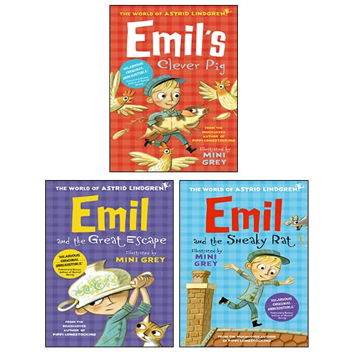 Astrid Lindgren Emil 3 Books Collection Set (Emil and the Great Escape, Emil and the Sneaky Rat, Emil's Clever Pig) Fiction
