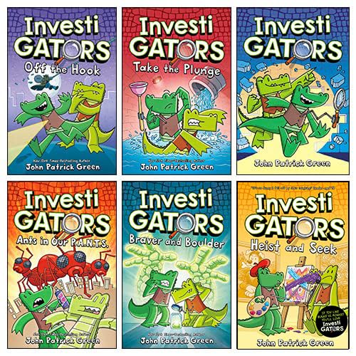 InvestiGators Series 6 Books Collection Set By John Patrick Green (Off the Hook, Braver and Boulder, Heist and Seek & More!) Manga