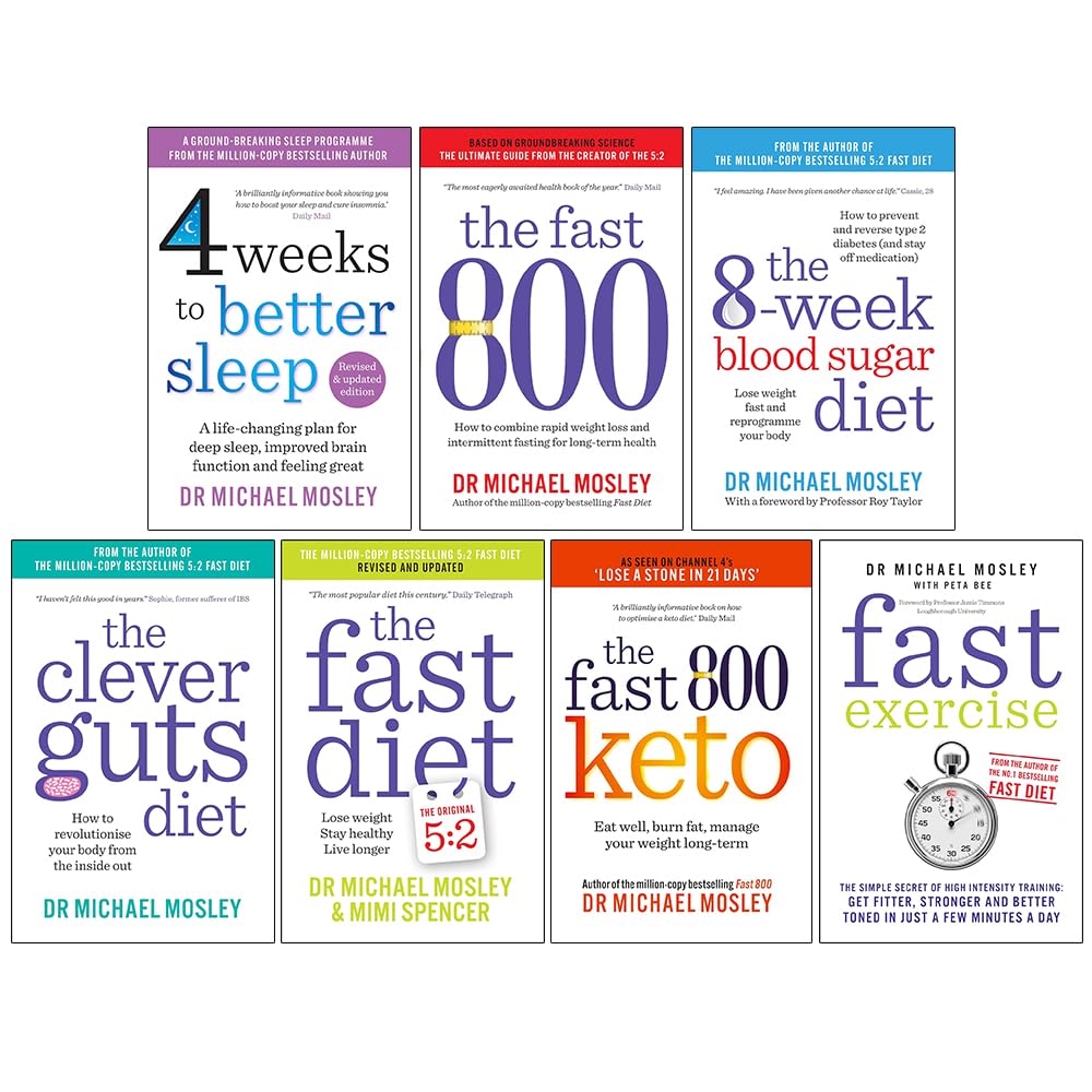Michael Mosley Collection 7 Books Gift-Box Set (Fast Asleep, The Fast 800, The 8-Week Blood Sugar Diet, The Clever Guts Diet, The Fast Diet, Fast 800 Keto, Fast Exercise) Cooking & Enjoying