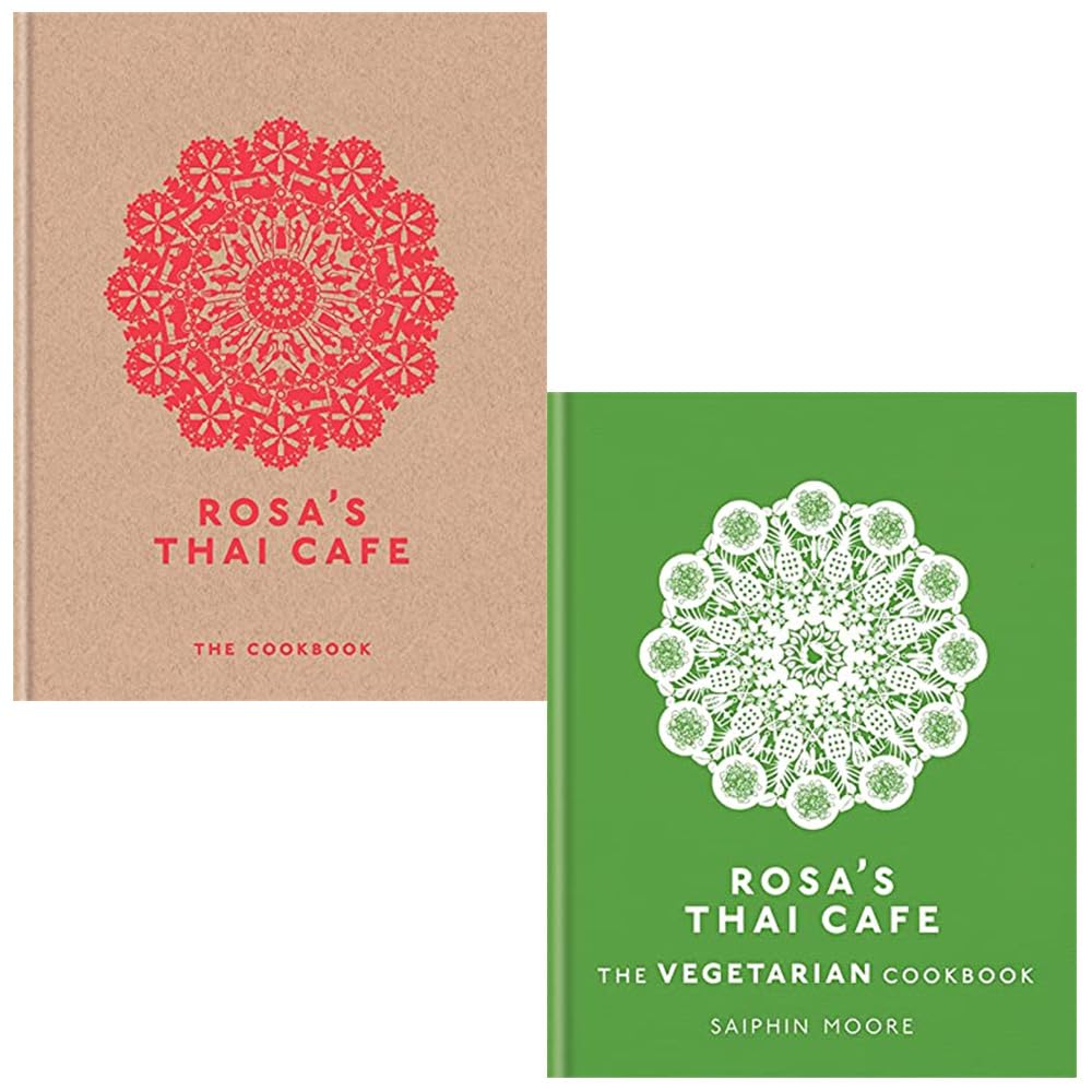Rosa's Thai Cafe Collection 2 Books Set By Saiphin Moore (The Cookbook & The Vegetarian Cookbook) Cooking & Enjoying