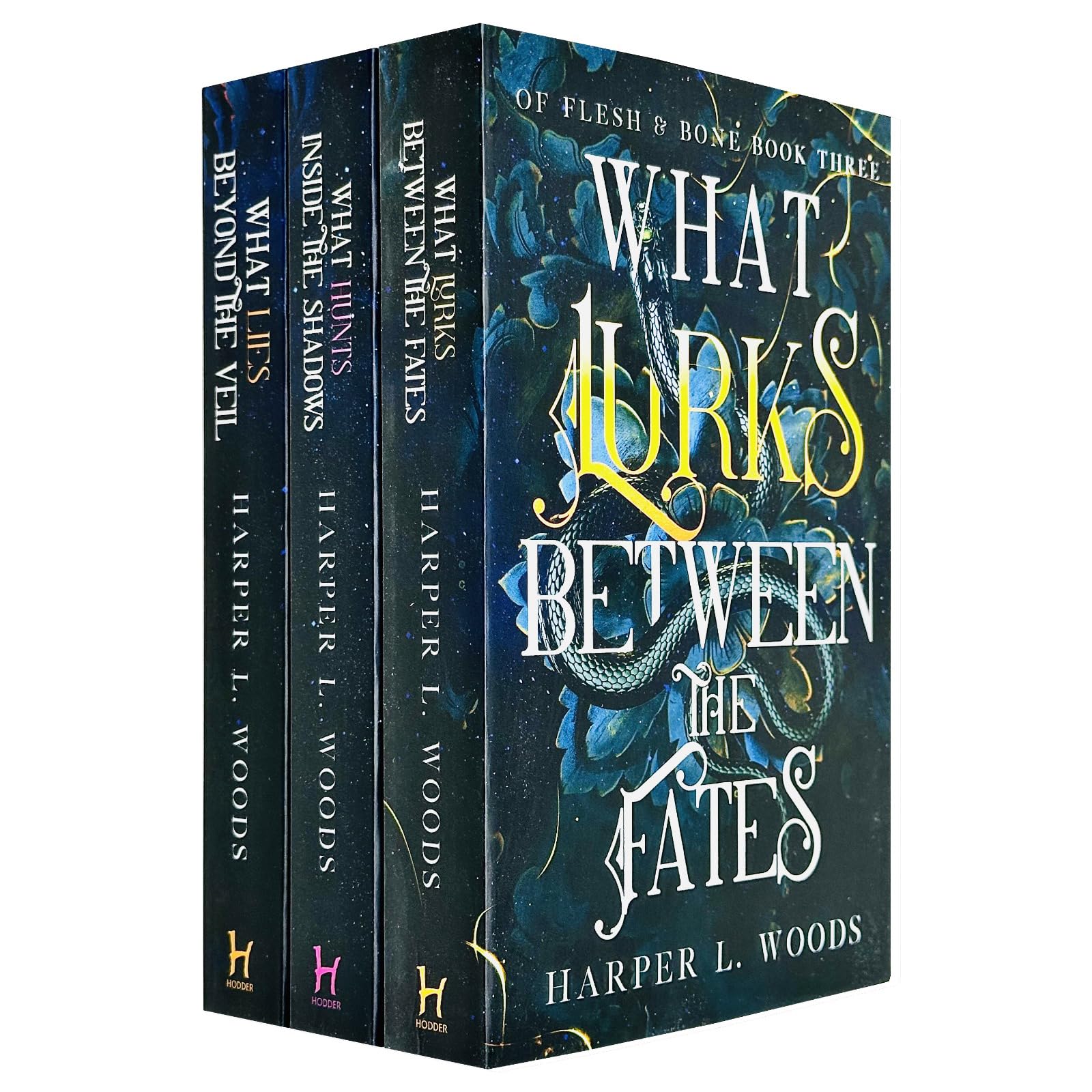 Of Flesh & Bone Series 3 Books Collection Set by Harper L. Woods (What Lies Beyond the Veil, What Hunts Inside the Shadows & What Lurks Between the Fates) Fantasy & Sci-Fi
