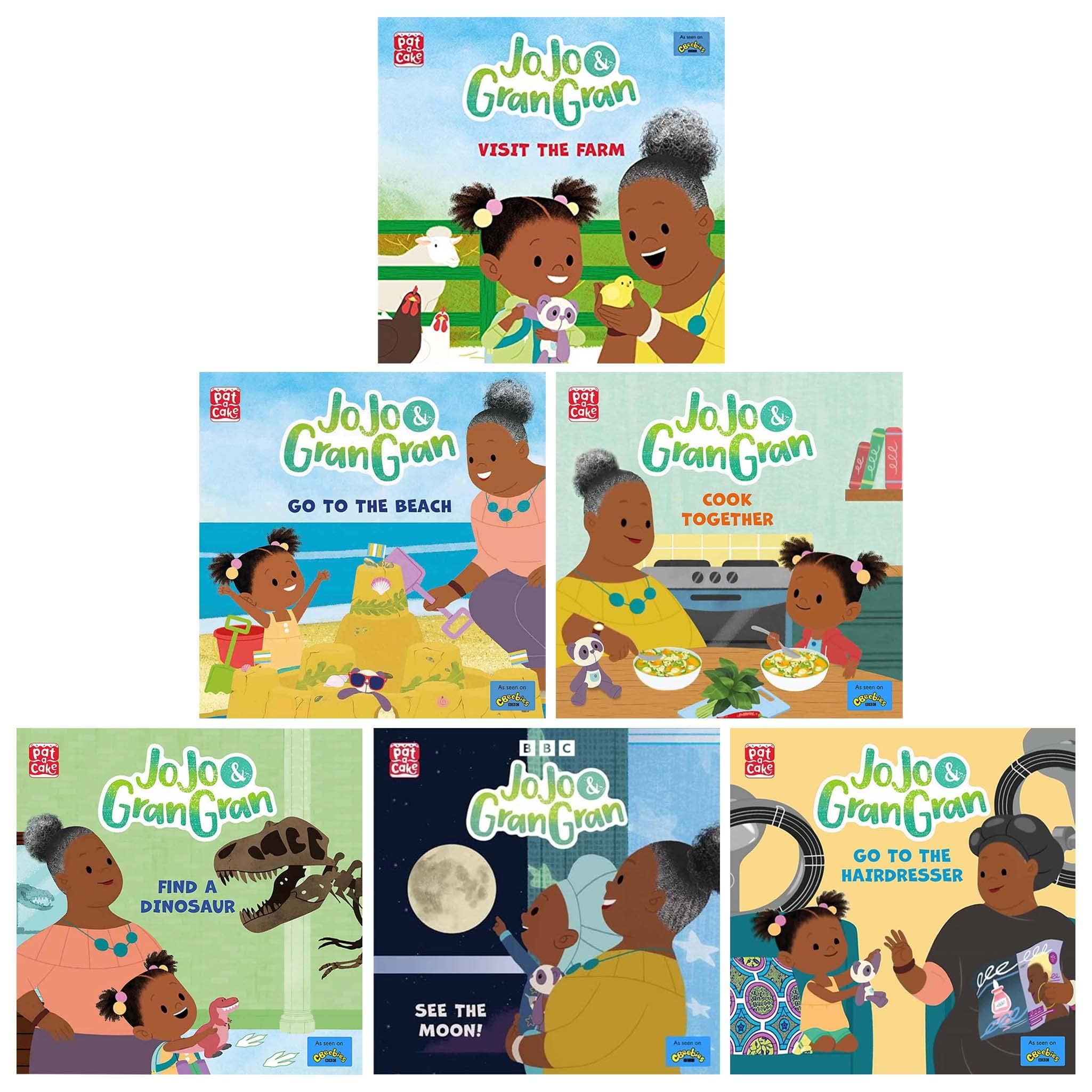 JoJo & Gran Gran Collection 6 Books Set (Visit the Farm, Go to the Beach, Cook Together, Find a Dinosaur, Go to the Hairdresser & See the Moon) Non-fiction