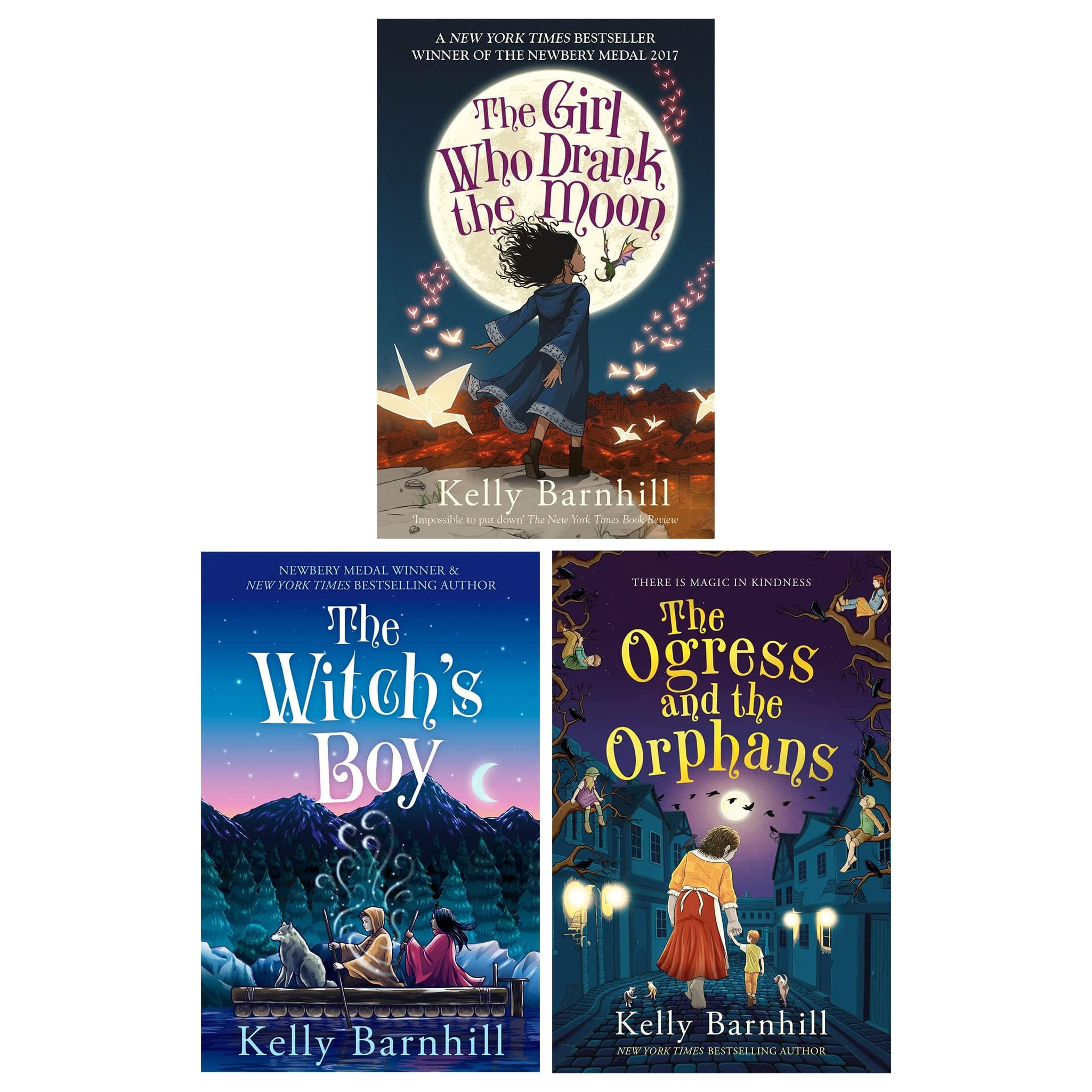 Kelly Barnhill Collection 3 Books Set (The Girl Who Drank the Moon, The Witch's Boy & The Ogress and the Orphans) Novels & Short Stories