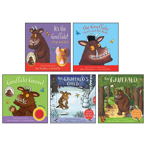 My Gruffalo Collection 5 Books Set By Julia Donaldson & Axel Scheffler (Gruffalo Growl, The Gruffalo, The Gruffalo's Child, The Gruffalo Touch and Feel Book & It's the Gruffalo Finger Puppet Book) Books