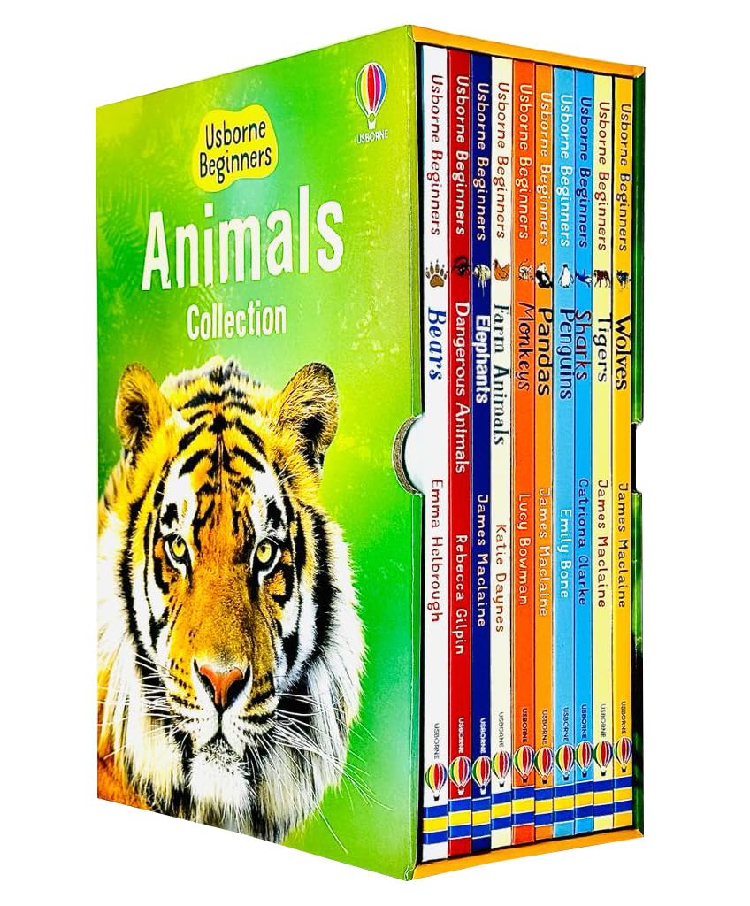 Usborne Beginners Animals Collection 10 Books Box Set (Bears, Dangerous Animals, Elephants, Farm Animals, Monkeys, Pandas, Penguins, Sharks, Tigers & Wolves) Novels & Short Stories