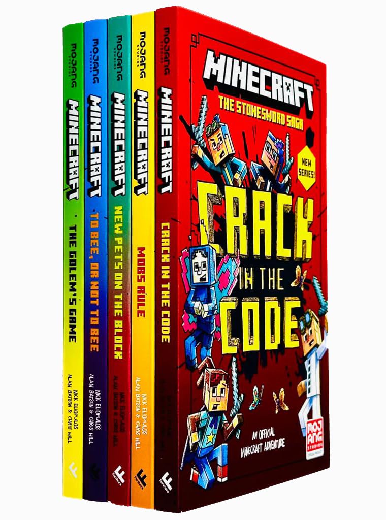Koblit Ltd Minecraft Stonesword Saga Series 5 Büchersammlungsset (Minecraft: Crack in The Code!, Minecraft: Mobs Rule!, Minecraft: New Pets On The Block, to Bee or Not to Bee! & The Golem's Game) Books