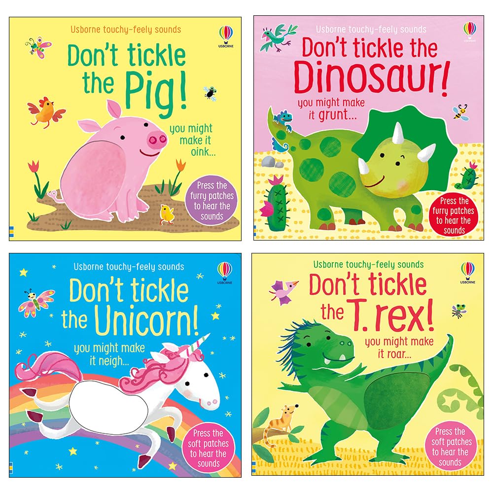 Touchy-Feely Sound Books Series Usborne Don't Tickle 4 Books Collection Set By Sam Taplin (Unicorn, T-Rex, Dinosaur, Pig) Non-fiction
