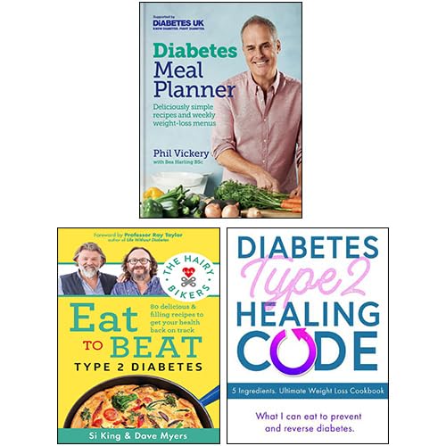 Diabetes Meal Planner , The Hairy Bikers Eat to Beat Type 2 Diabetes & Diabetes Type 2 Healing Code 3 Books Collection Set book