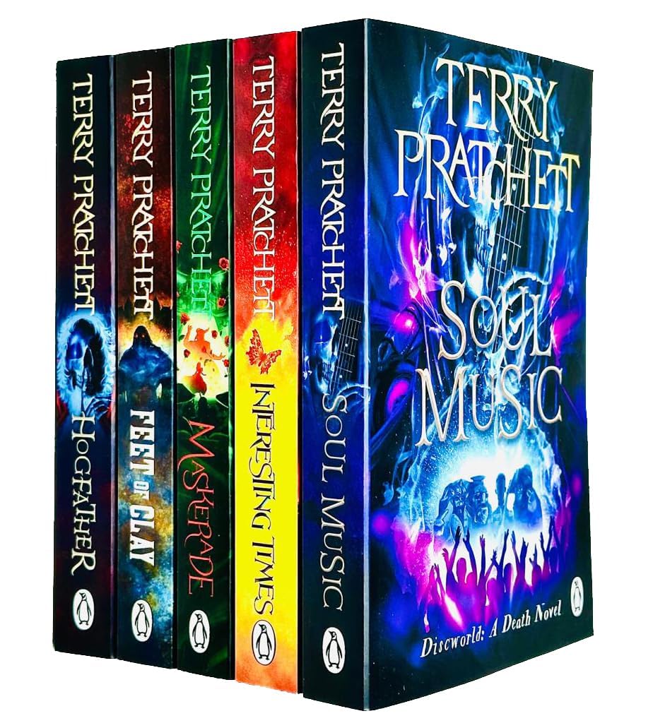 Terry Pratchett Discworld Novels Serie 4–5 Büchersammlungsset (Soul Music, Interesting Times, Maskerade, Feet Of Clay, Hogfather) Crime & Thriller
