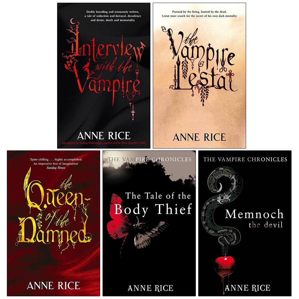 Anne Rice Vampire Chronicles Series 1-5 Books Collection Set (Interview With The Vampire, The Vampire Lestat, The Queen Of The Damned, The Tale Of The Body Thief, Memnoch The Devil) book