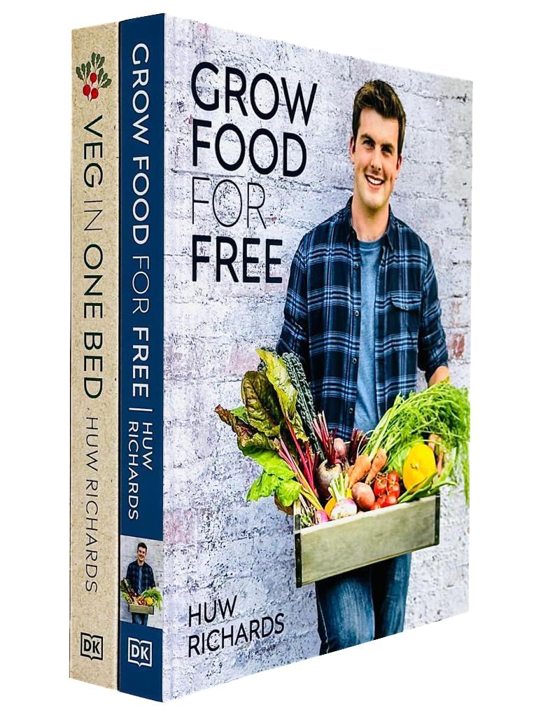 Grow Food for Free, Veg in One Bed By Huw Richards 2 Books Collection Set Garden & Plants