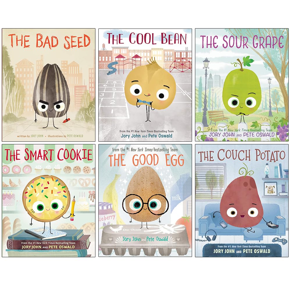 The Food Group The Bad Seed Series 6 Books Collection Set By Jory John(The Bad Seed, The Good Egg, The Cool Bean, The Couch Potato, The Smart Cookie & The Sour Grape) Books