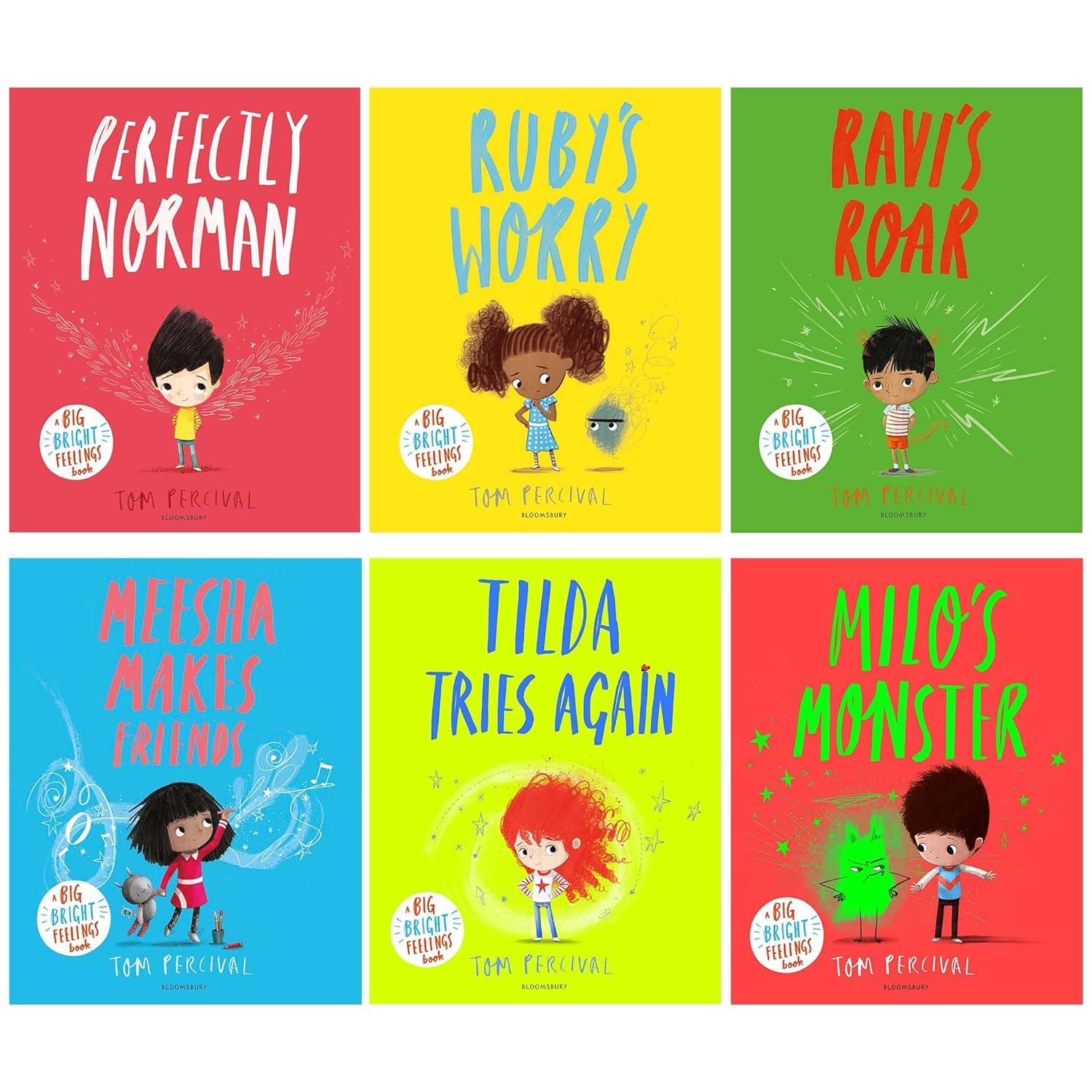 A Big Bright Feelings 6 Books Collection Set (Perfectly Norman, Ruby’s Worry, Ravi's Roar, Meesha Makes Friends, Tilda Tries Again & Milo's Monster) Non-fiction