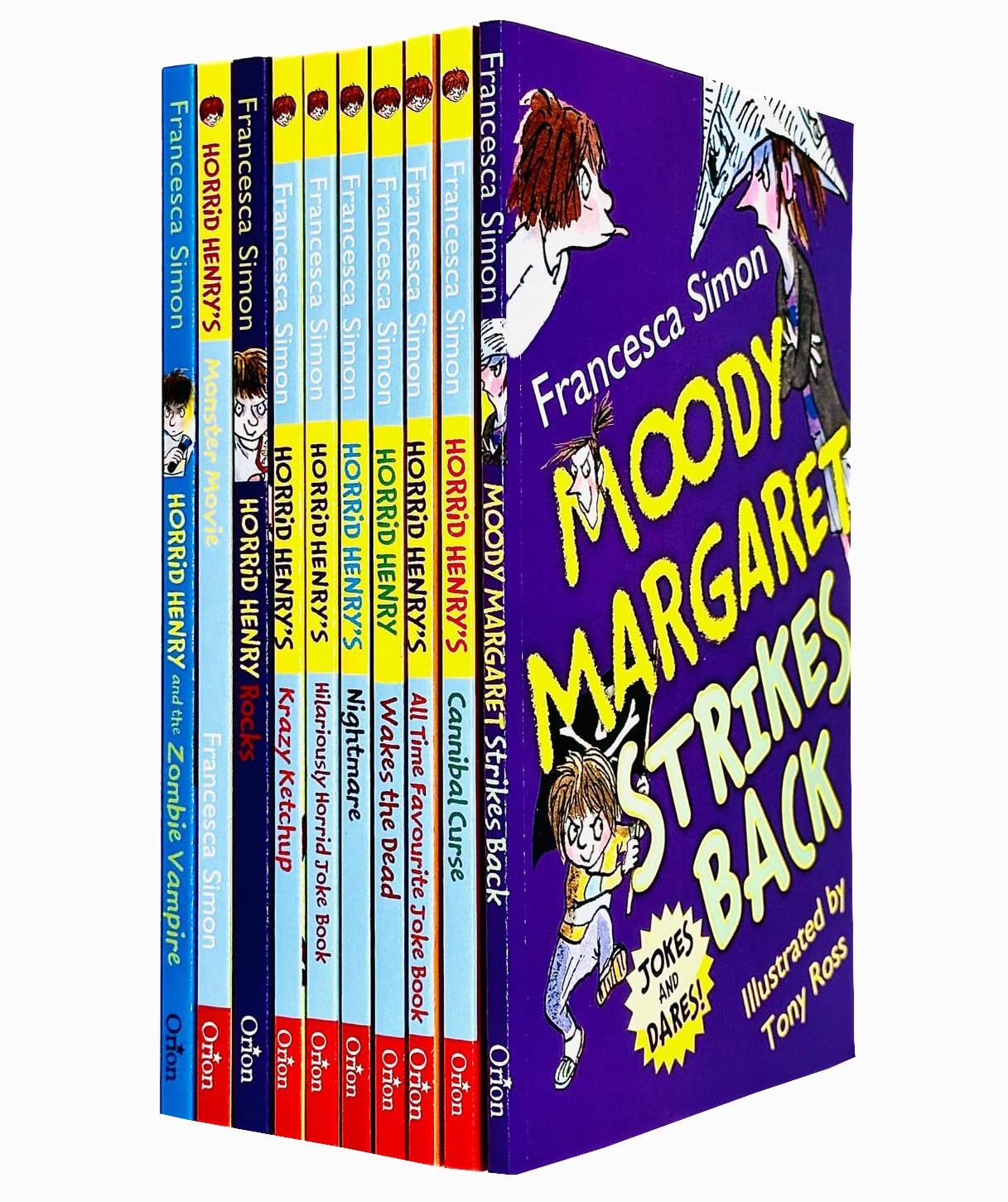 Horrid Henry Francesca Simon 10 Books Collection Set (Moody Margaret Strikes Back,Cannibal Curse,All Time Favourite Joke Book,Wakes The Dead,Nightmare,Horrid Joke Book,Krazy Ketchup & More) Non-fiction