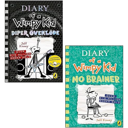 Diary of a Wimpy Kid by Jeff Kinney 2 Books Collection Set (Diper Överlöde, No Brainer ) Novels & Short Stories