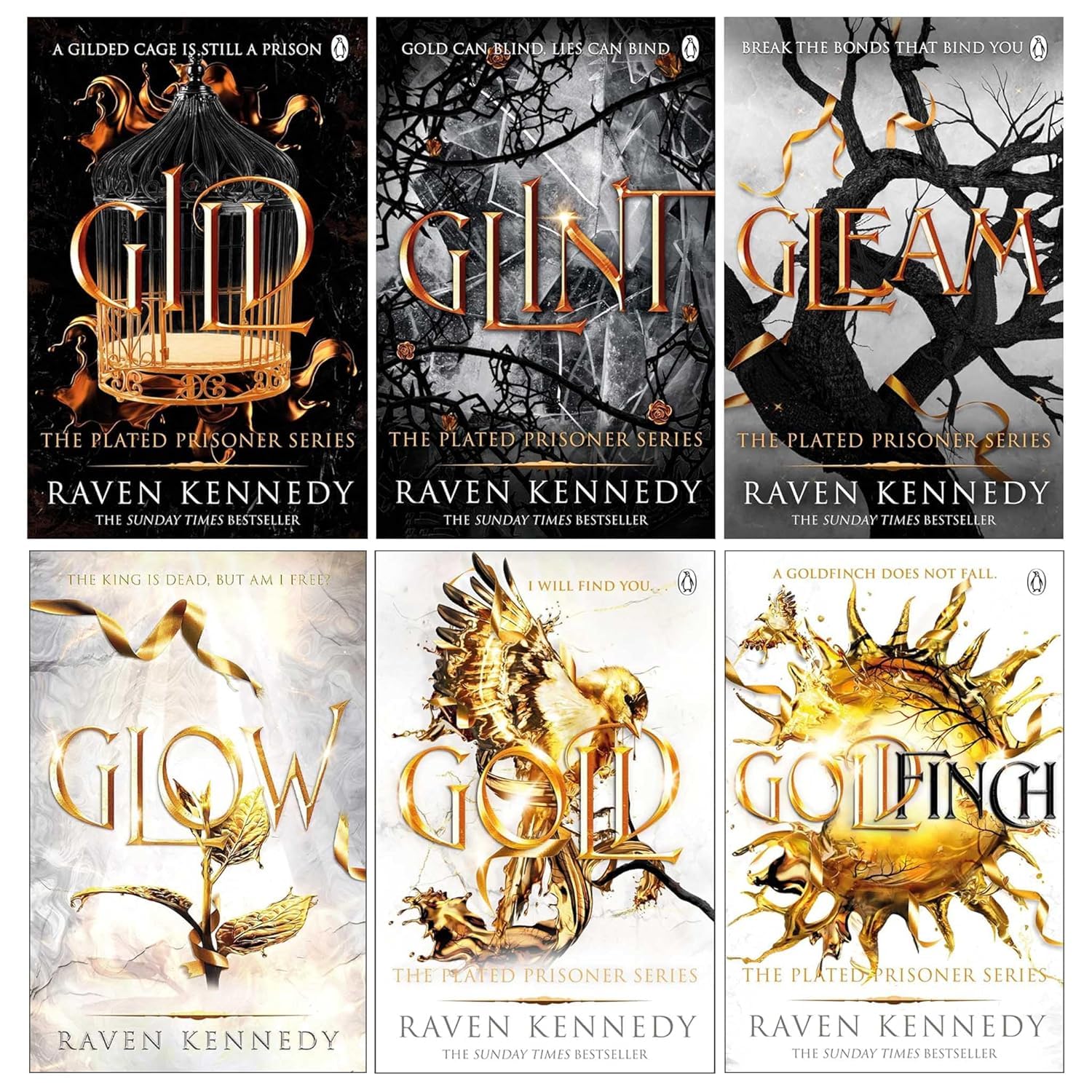The Plated Prisoner Series 6 Books Collection Set By Raven Kennedy (Gild, Glint, Gleam, Glow, Gold & Goldfinch) Books