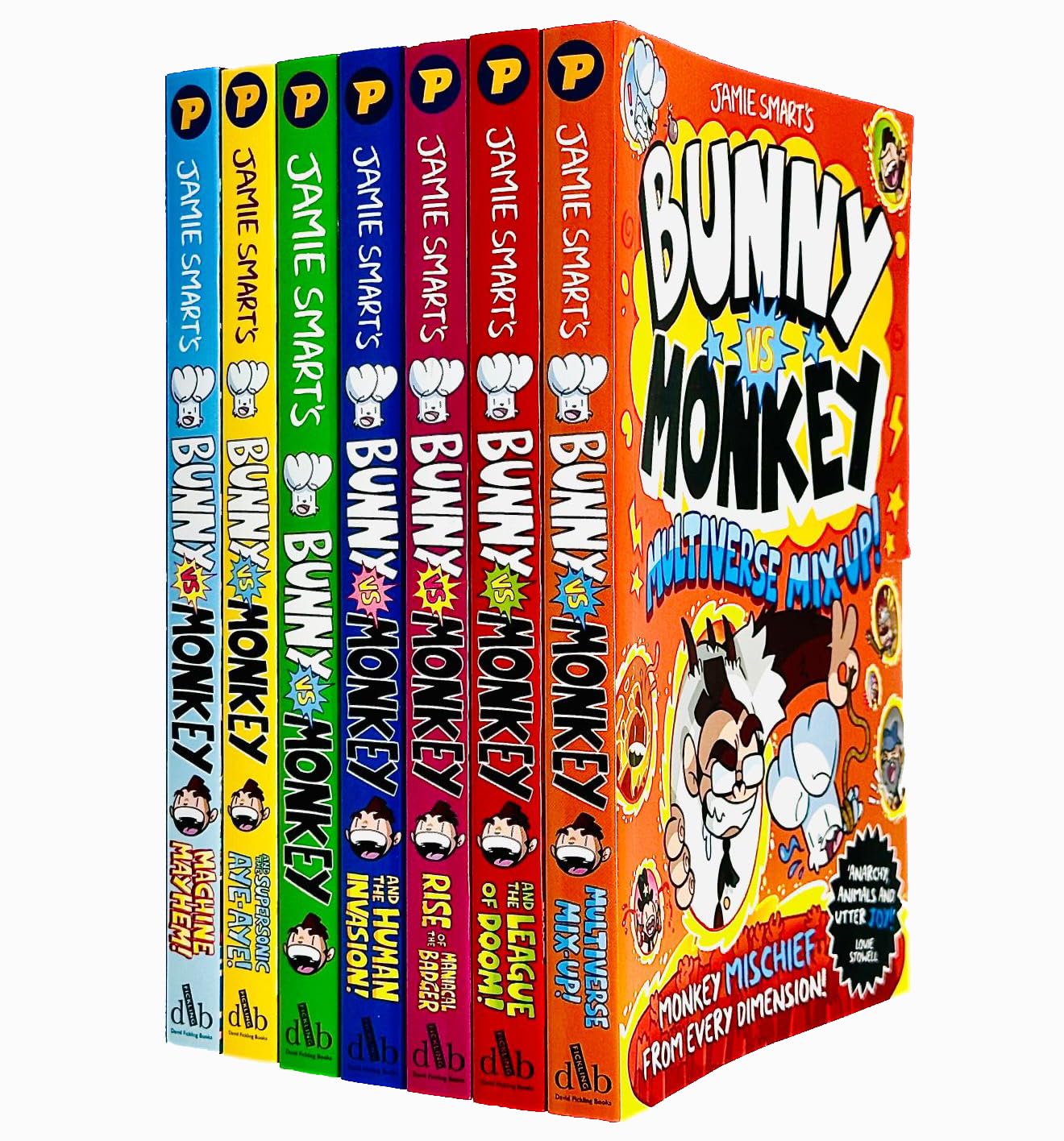 Bunny vs Monkey 7 Books Collection Set By Jamie Smart (Bunny vs Monkey, Supersonic Aye-aye, The Human Invasion, Rise of the Maniacal Badger, the League of Doom!, Multiverse Mix-up & Machine Mayhem) Comics for children & teenagers