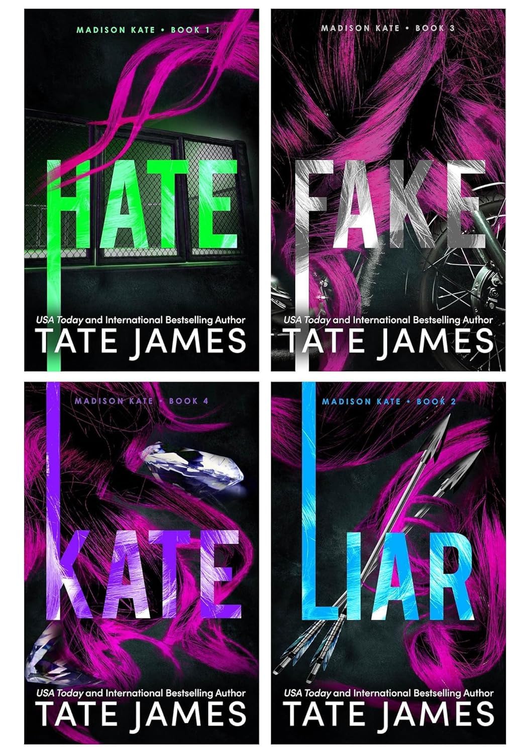 Madison Kate Series 4 Books Collection Set By Tate James (Hate, Liar, Fake, Kate) Contemporary Romance